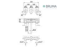 MEDIDAS BRUMA 1672501 MEZCLADOR BIMANDO EMPOTRABLE PARA LAVABO